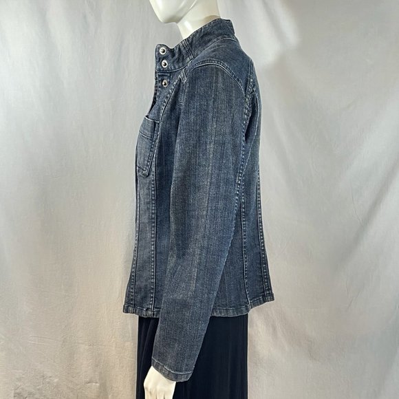 Denim Jacket With Stand-Up Collar | Chico's Platinum - Picture 3 of 7